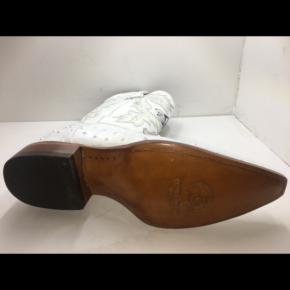 Men’s Cowboy Boots Ostrich Print Leather Rodeo - Picture 3 of 7